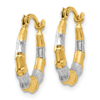 14K & Rhodium Hollow Bamboo Hoop Earrings-TL763