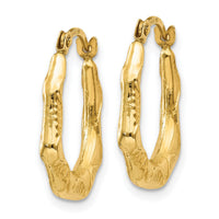 14K Hollow Oval Hoop Earrings-TL774