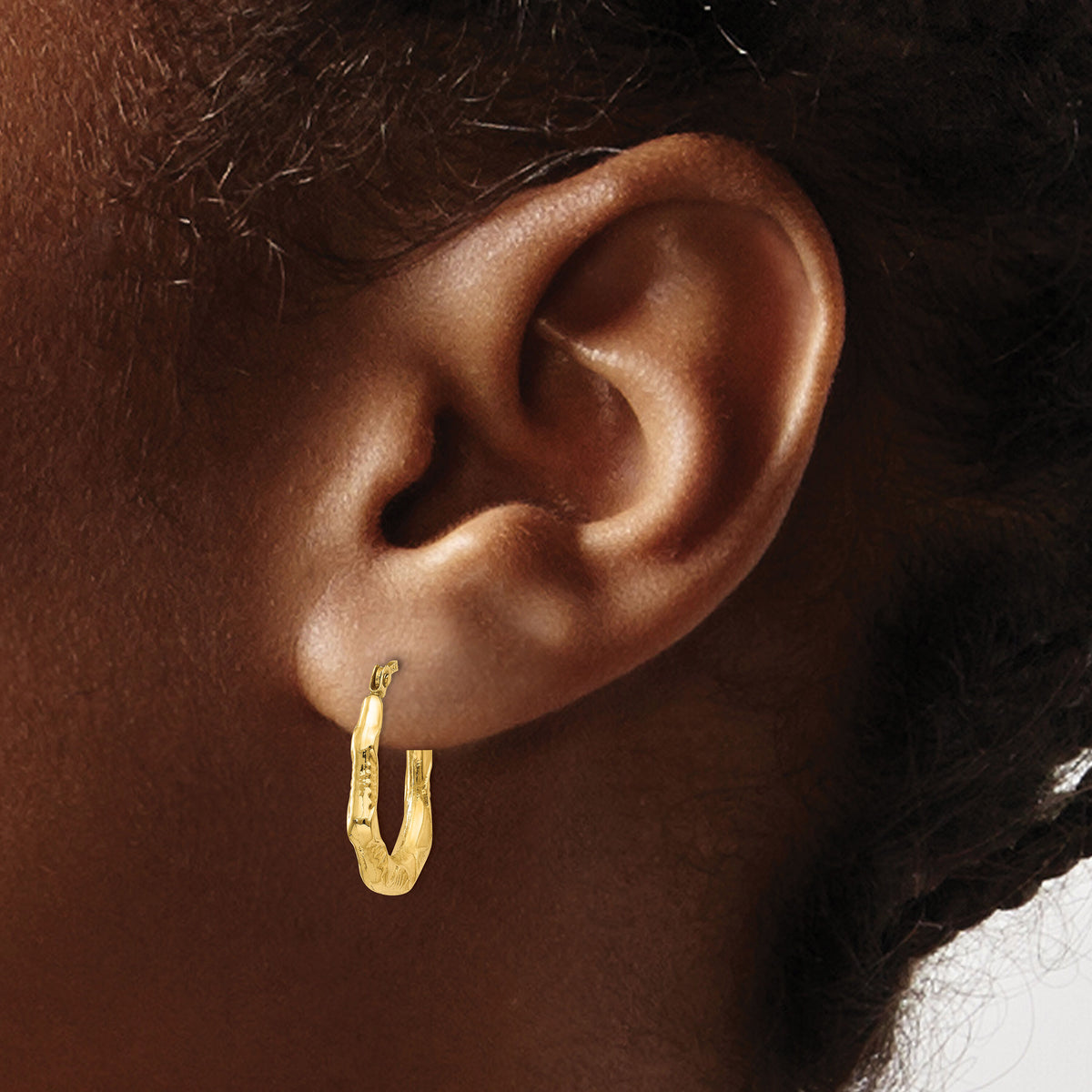 14K Hollow Oval Hoop Earrings-TL774