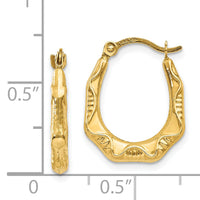 14K Hollow Oval Hoop Earrings-TL774