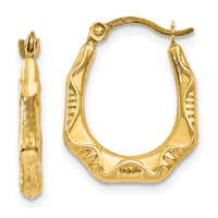 14K Hollow Oval Hoop Earrings-TL774