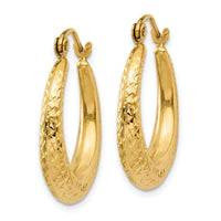 14K Diamond Cut Hollow Hoop Earrings-TL776