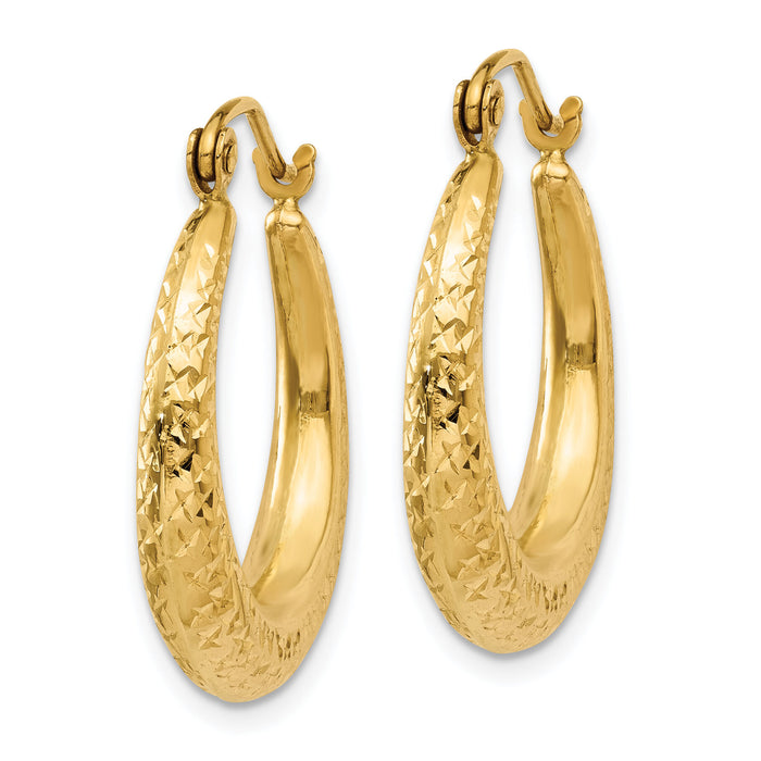 14K Diamond Cut Hollow Hoop Earrings-TL776