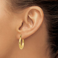 14K Diamond Cut Hollow Hoop Earrings-TL776