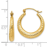 14K Diamond Cut Hollow Hoop Earrings-TL776