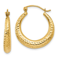14K Diamond Cut Hollow Hoop Earrings-TL776