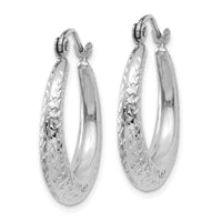 14K White Gold Diamond Cut Hollow Hoop Earrings-TL777