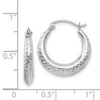 14K White Gold Textured Hollow Hoop Earrings-TL779