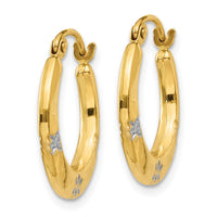 14K & Rhodium Flowers Hollow Hoop Earrings-TL780