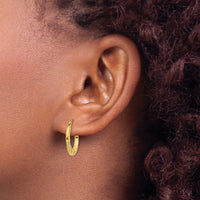14K & Rhodium Flowers Hollow Hoop Earrings-TL780