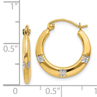 14K & Rhodium Flowers Hollow Hoop Earrings-TL780