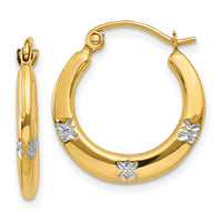14K & Rhodium Flowers Hollow Hoop Earrings-TL780