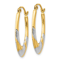 14K & Rhodium Hollow Oval Hoop Earrings-TL783