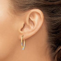 14K & Rhodium Hollow Oval Hoop Earrings-TL783
