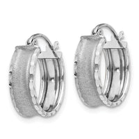 14K White Gold Diamond Cut Satin Hoop Earrings-TL789