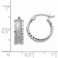 14K White Gold Diamond Cut Satin Hoop Earrings-TL789