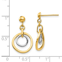 14k Two-tone Circle Post Dangle Earrings-TL798