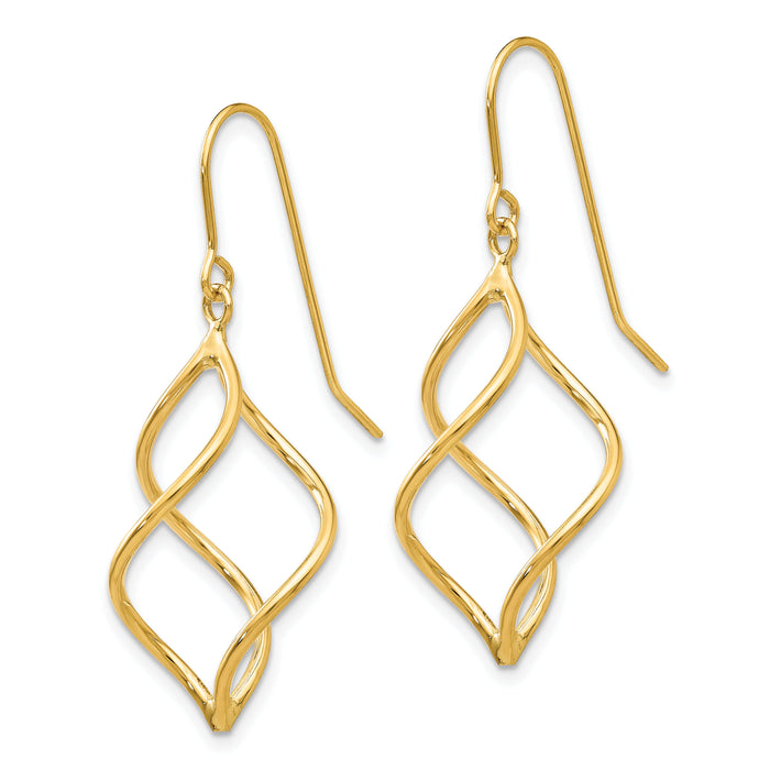 14k Polished Short Twisted Dangle Earrings-TL830