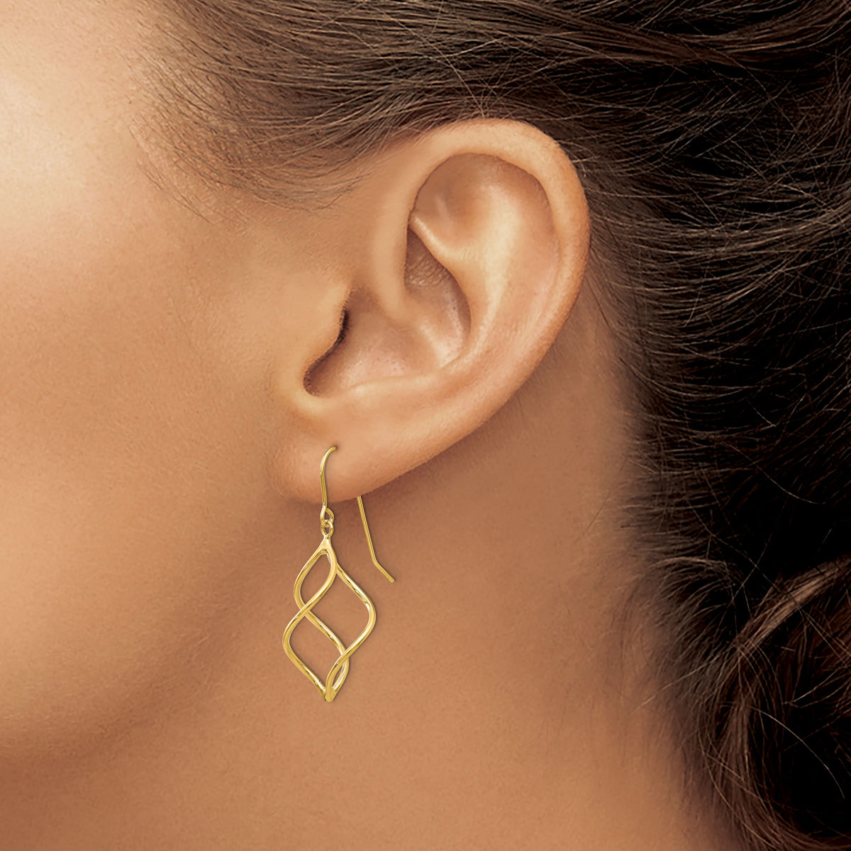 14k Polished Short Twisted Dangle Earrings-TL830