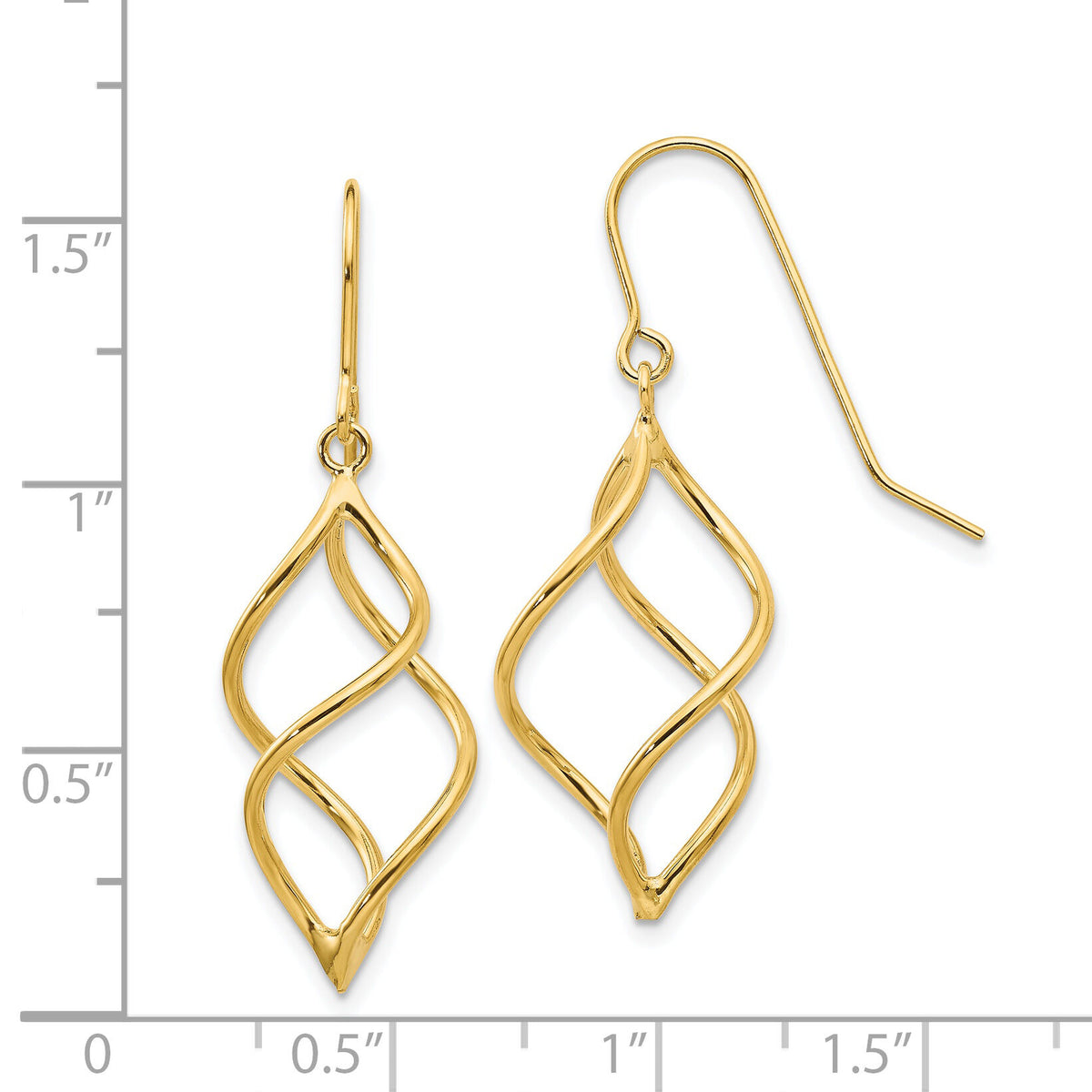 14k Polished Short Twisted Dangle Earrings-TL830