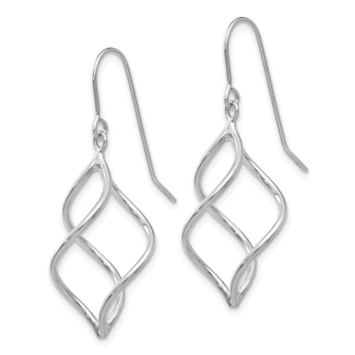 14k White Gold Polished Short Twisted Dangle Earrings-TL831