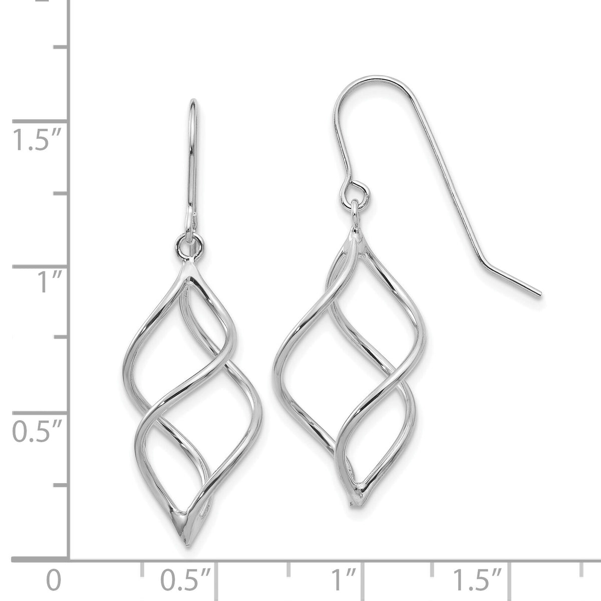14k White Gold Polished Short Twisted Dangle Earrings-TL831