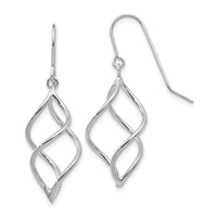 14k White Gold Polished Short Twisted Dangle Earrings-TL831