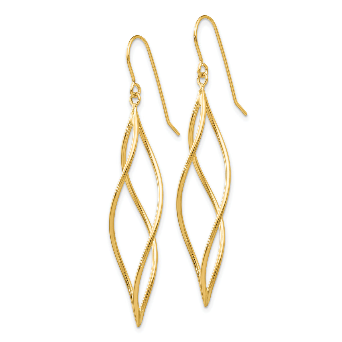 14k Polished Long Twisted Dangle Earrings-TL832