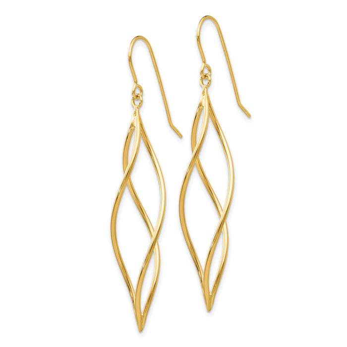14k Polished Long Twisted Dangle Earrings-TL832