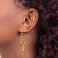 14k Polished Long Twisted Dangle Earrings-TL832