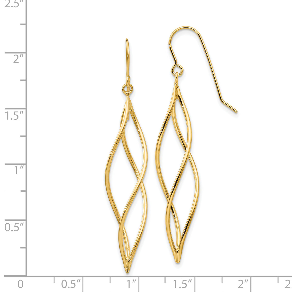 14k Polished Long Twisted Dangle Earrings-TL832