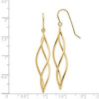 14k Polished Long Twisted Dangle Earrings-TL832