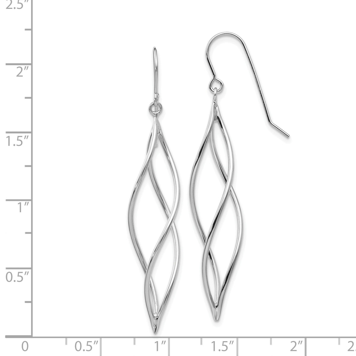 14k White Gold Polished Long Twisted Dangle Earrings-TL833