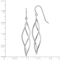 14k White Gold Polished Long Twisted Dangle Earrings-TL833