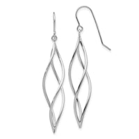 14k White Gold Polished Long Twisted Dangle Earrings-TL833