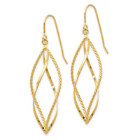 14k Polished and Textured Twisted Dangle Earrings-TL834