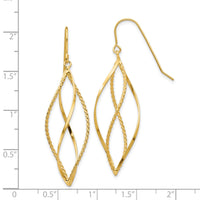 14k Polished and Textured Twisted Dangle Earrings-TL834