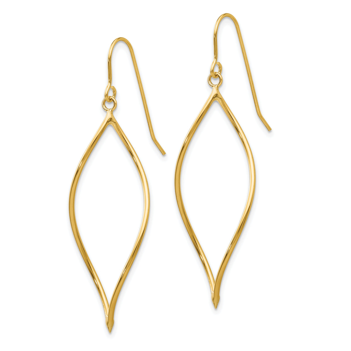 14k Polished Twisted Oblong Dangle Earrings-TL836