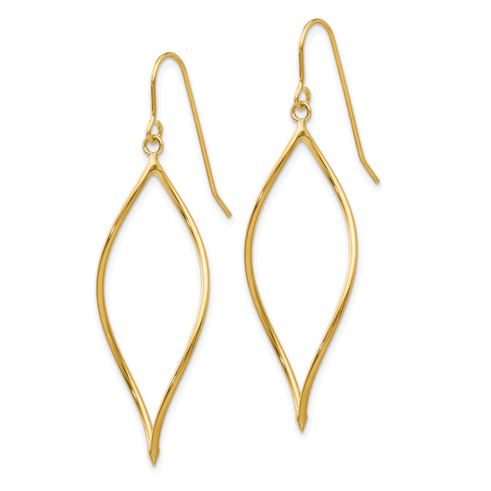 14k Polished Twisted Oblong Dangle Earrings-TL836