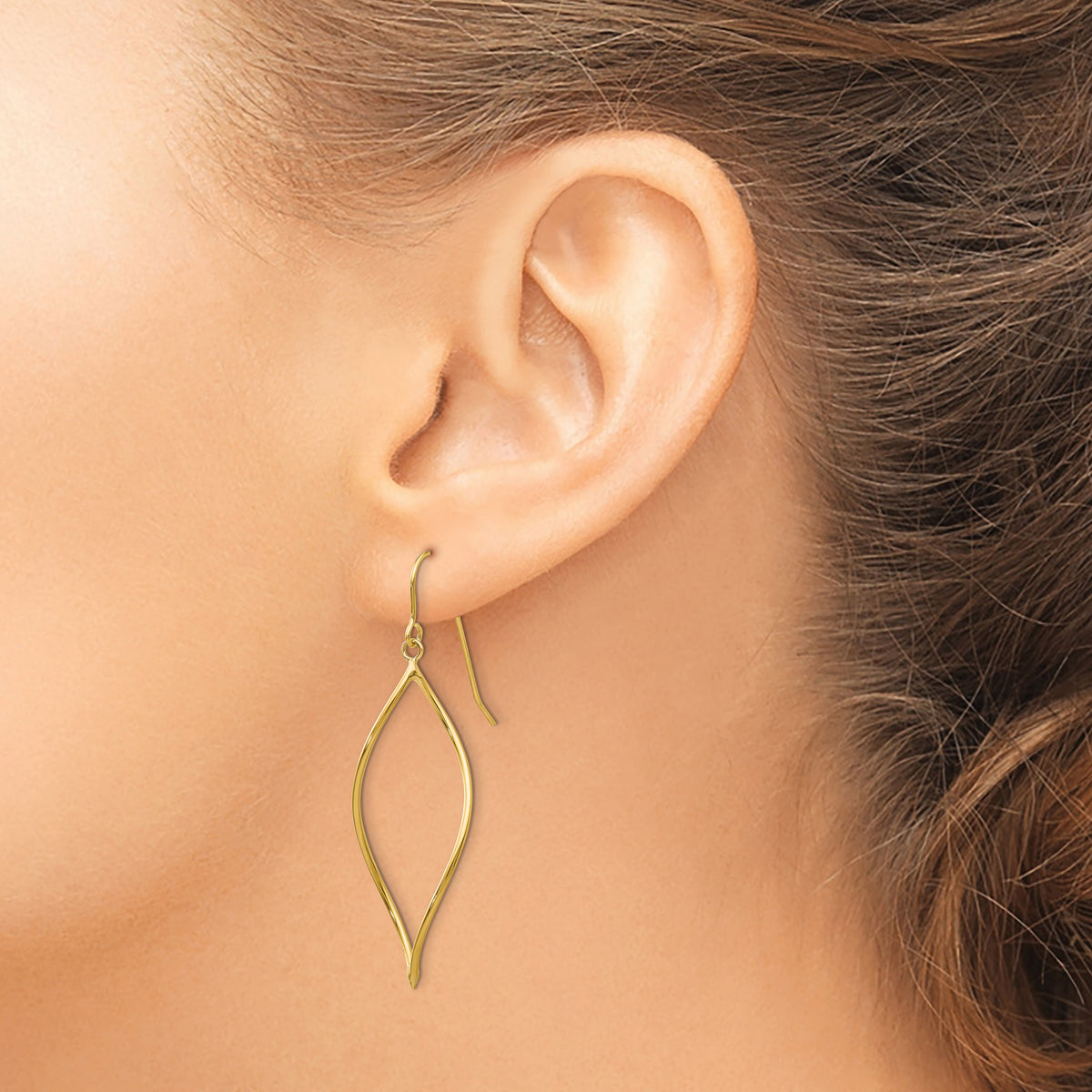 14k Polished Twisted Oblong Dangle Earrings-TL836