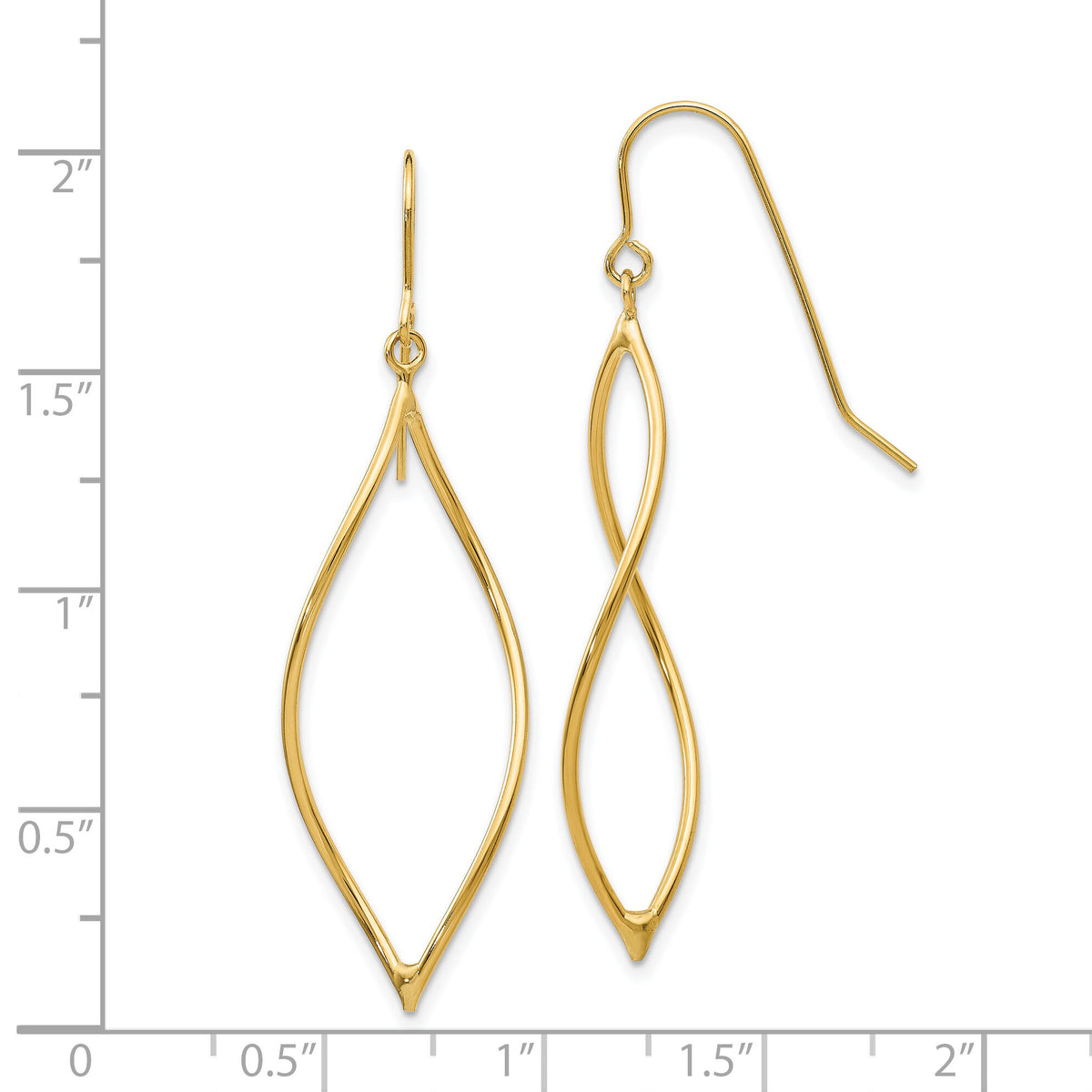 14k Polished Twisted Oblong Dangle Earrings-TL836