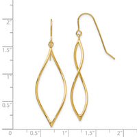 14k Polished Twisted Oblong Dangle Earrings-TL836