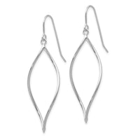 14k White Gold Polished Twisted Oblong Dangle Earrings-TL837