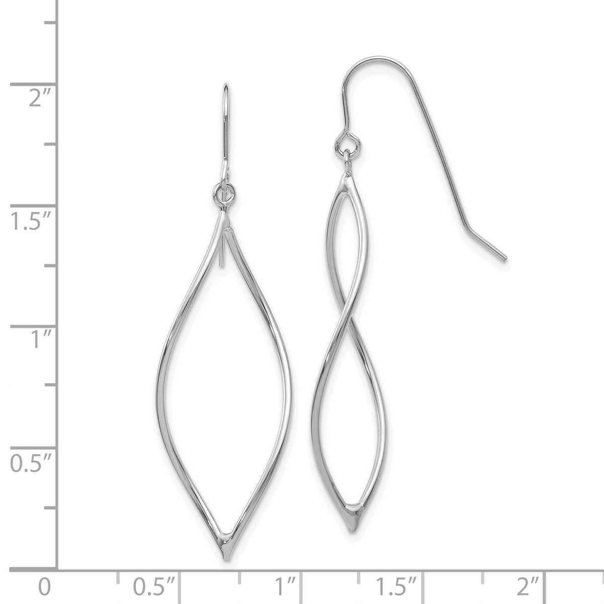 14k White Gold Polished Twisted Oblong Dangle Earrings-TL837