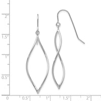 14k White Gold Polished Twisted Oblong Dangle Earrings-TL837