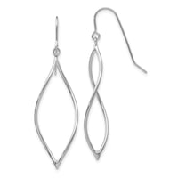 14k White Gold Polished Twisted Oblong Dangle Earrings-TL837