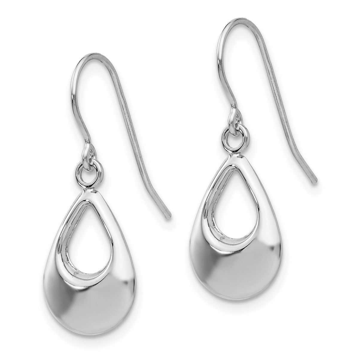 14k White Gold Teardrop Hollow Dangle Earrings-TL846