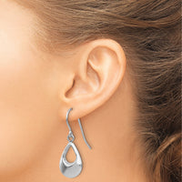 14k White Gold Teardrop Hollow Dangle Earrings-TL846