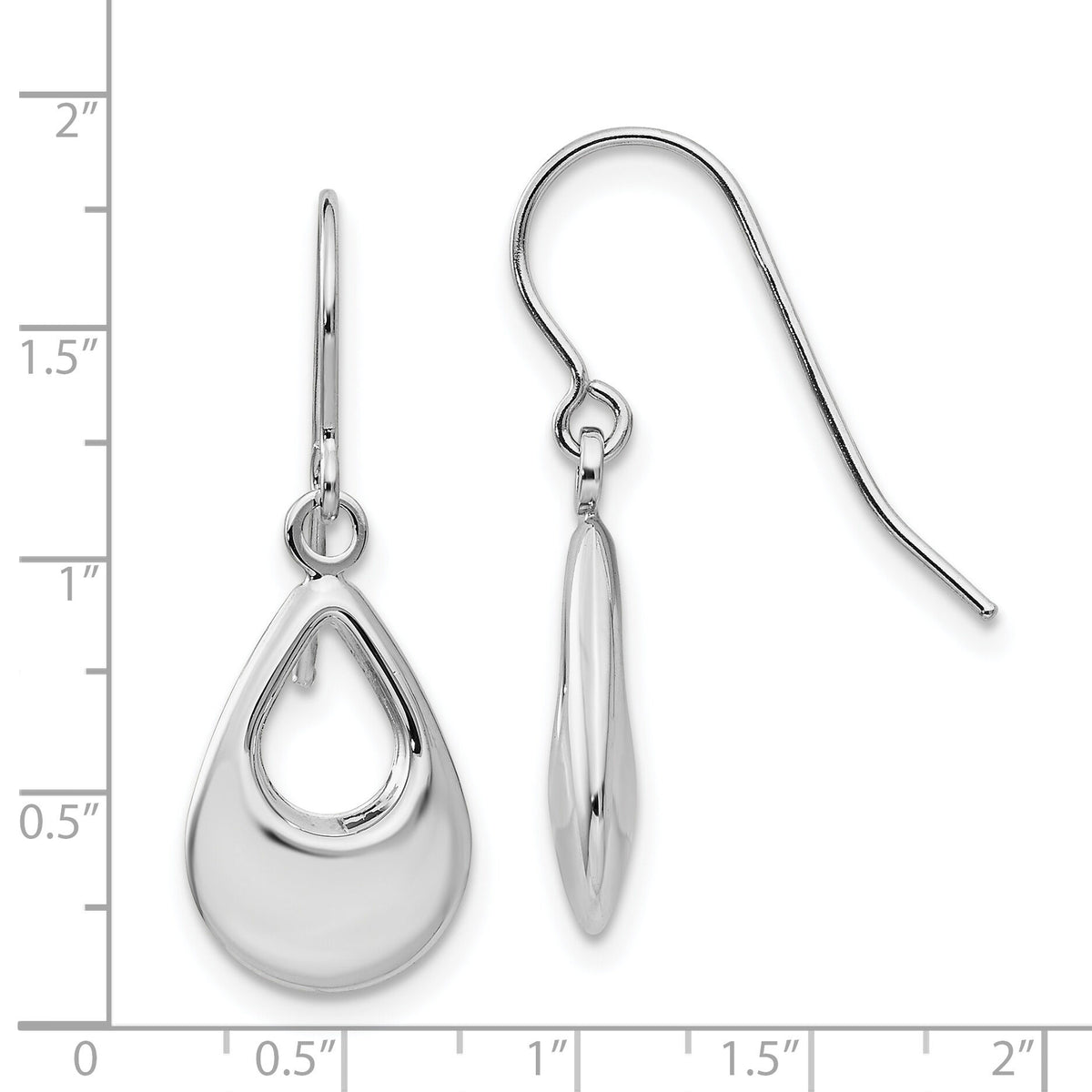 14k White Gold Teardrop Hollow Dangle Earrings-TL846