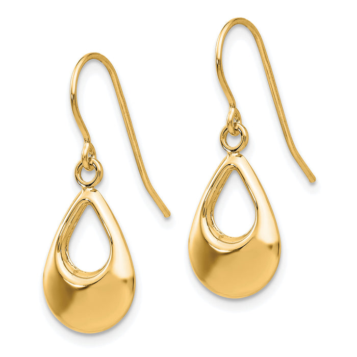 14k Teardrop Hollow Dangle Earrings-TL846Y